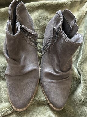 Report Taupe Suede Braided Zip Ankle Boots